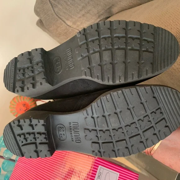 Munroe Black Ankle Boots Suede & Stretch  Fabric 8 - Picture 5 of 8